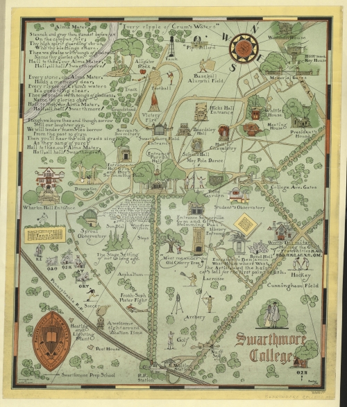 An archival map of Swarthmore College